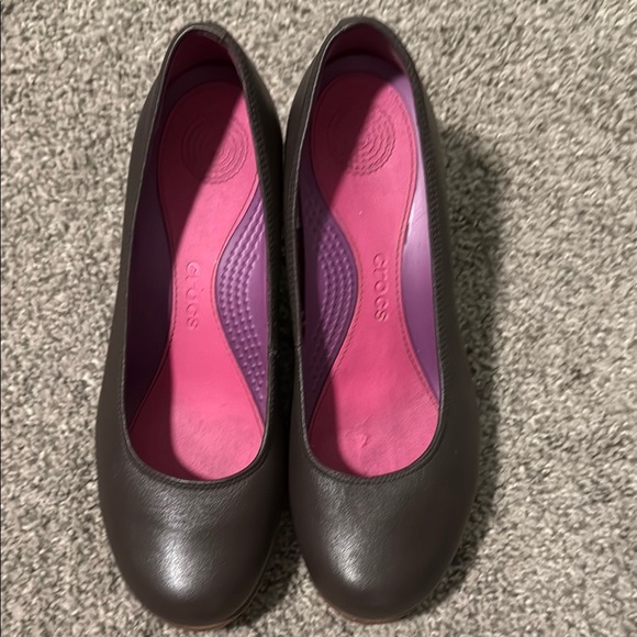 Crocs brown ballet wedge 8.5 - Picture 7 of 7